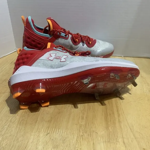 Men's Size 10 Bryce Harper Under Armour Low ST Baseball Cleats UA 8 White/Red