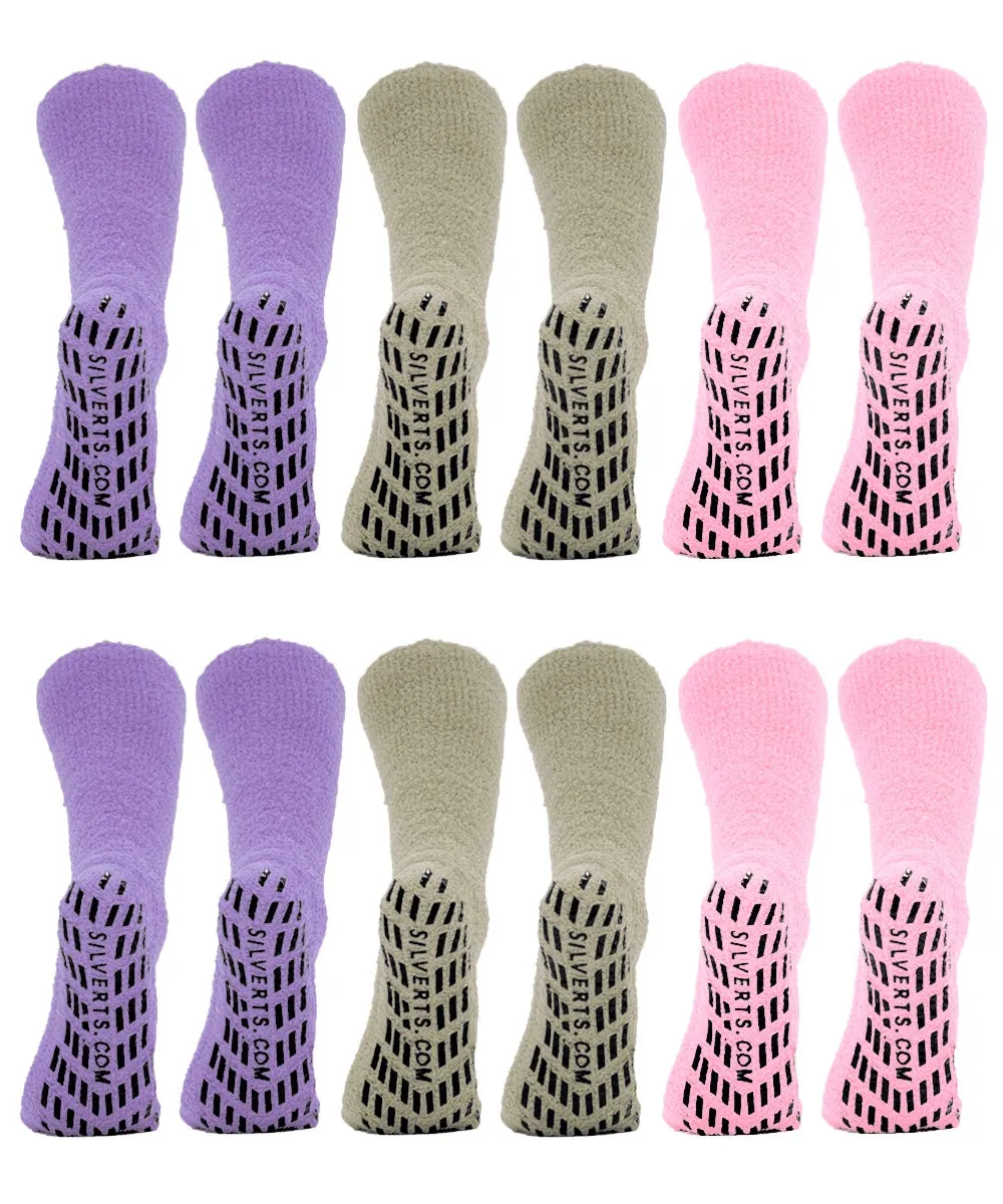 Mens / Womens Non Skid Hospital Socks - 6 Pack Slipper Socks
