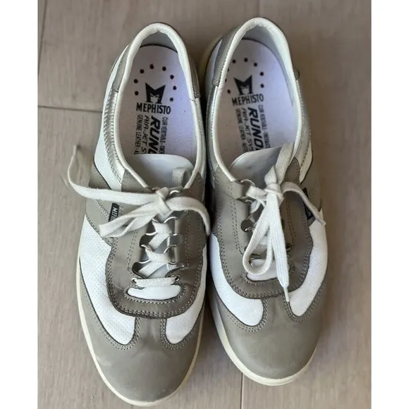 Mephisto Air Jet Runoff Women Sz Uk 6 Us 8.5  White  Gray Walking Shoes Sneakers