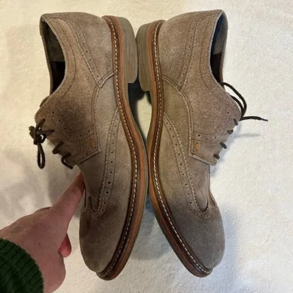 MEPHISTO Tan Light Brown Suede Wingtip Brogue Oxfords Dress Shoes Casual Men's 9