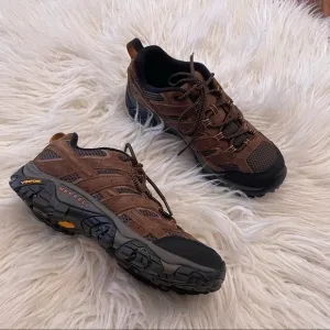 Merrell brown suede vibram sole mens low hiking boots‎ size 8