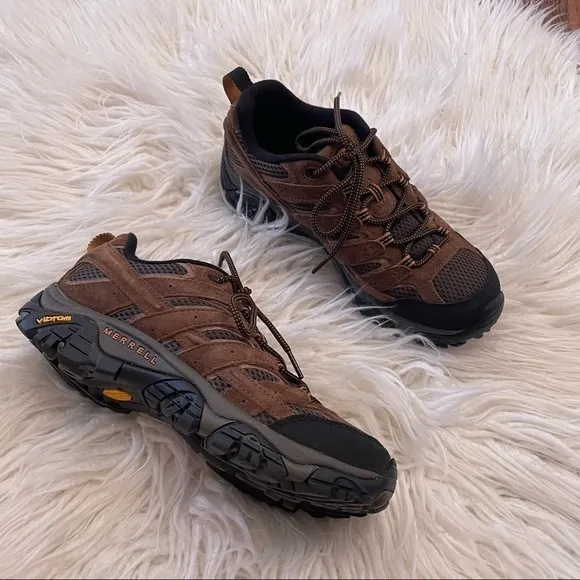 Merrell brown suede vibram sole mens low hiking boots‎ size 8