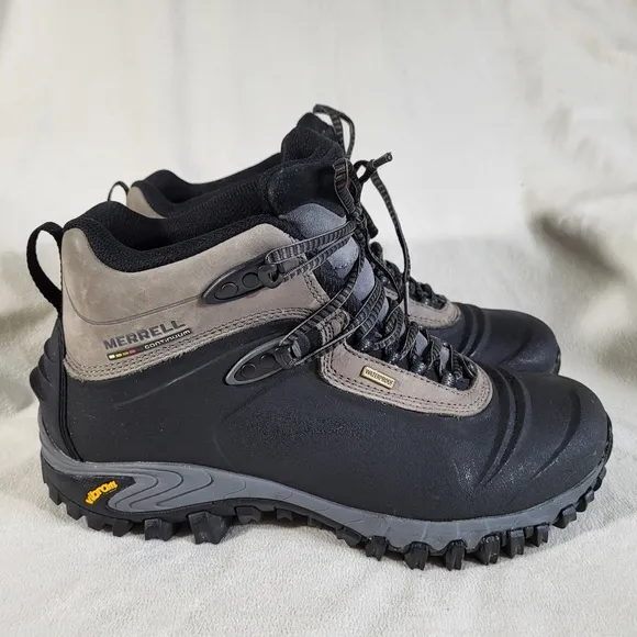 Merrell Continuum 200 Gram Black Mens Leather Hiking Backpacking Boots Size 10