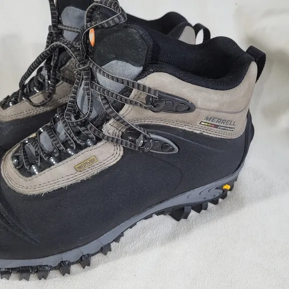 Merrell Continuum 200 Gram Black Mens Leather Hiking Backpacking Boots Size 10