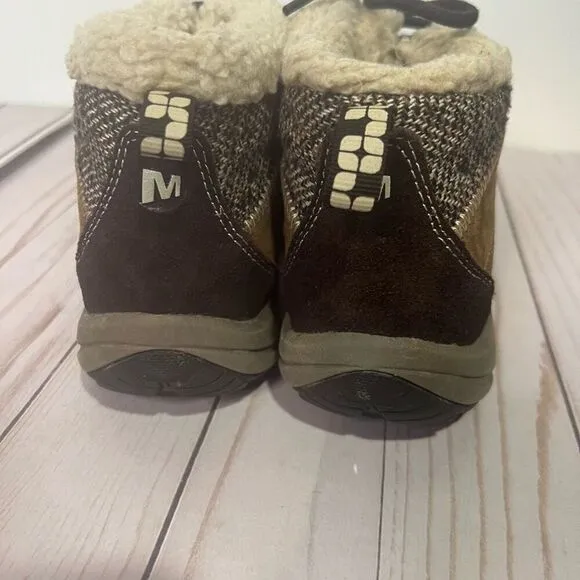Merrell Kamori Chill Brown Suede Dark Earth Womens Winter Hiking Boots Sz 7.5 NW