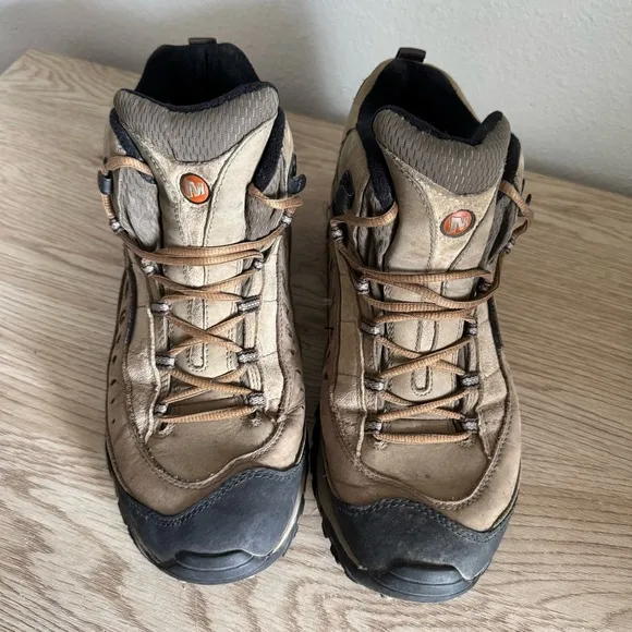 Merrell Pulse II Vibram Waterproof Hiking Boots Loden Taupe Mens Size 10