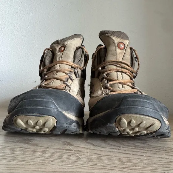 Merrell Pulse II Vibram Waterproof Hiking Boots Loden Taupe Mens Size 10