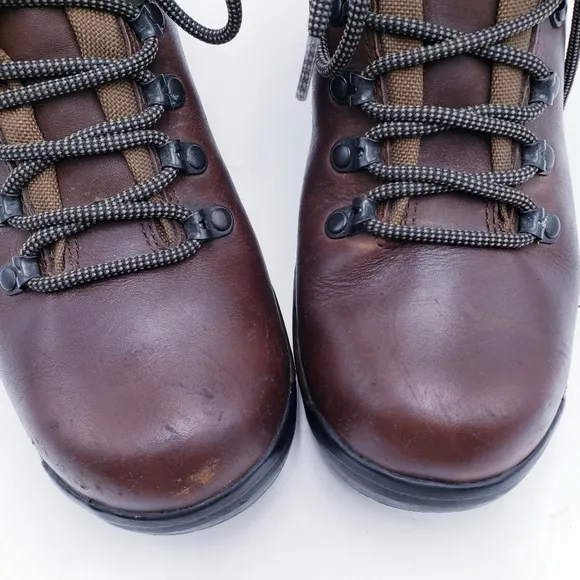 Merrell Summit Dark Brown Leather Hiking Boots Goretex Vibram Womens Size 7.5