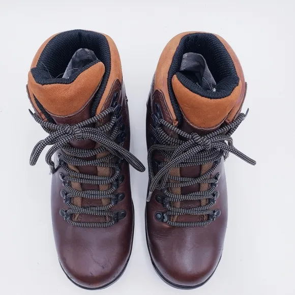 Merrell Summit Dark Brown Leather Hiking Boots Goretex Vibram Womens Size 7.5