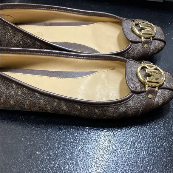 Michael Kors Brown Flats with Gold Accents