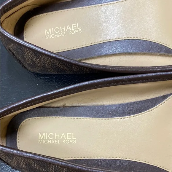 Michael Kors Brown Flats with Gold Accents