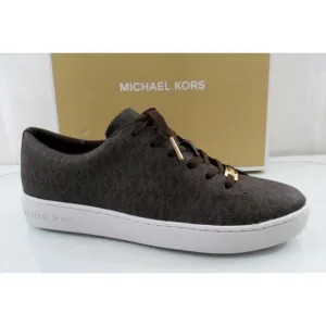 Michael Kors Keaton Lace Up Designer Sneakers MK Logo Brown Size 9