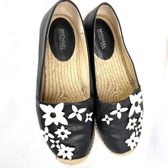Michael Kors Lola Leather Espadrille Flats Shoes 7