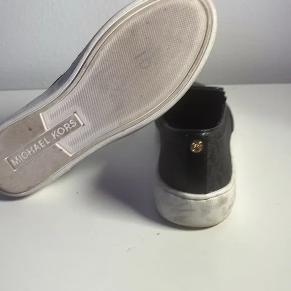Michael Kors Women’s Keaton Black Logo Slip On Sneakers Size 6.5