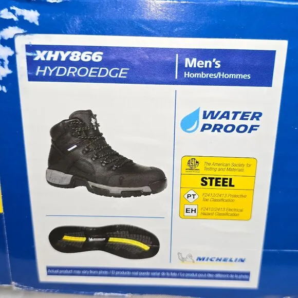 Michelin Hydroedge Waterproof Work Boot XHY866 in BLK, Size 8W, NIB