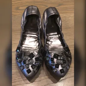 Miu Miu Gray Flats w/ Beaded Decor GUC Size 40