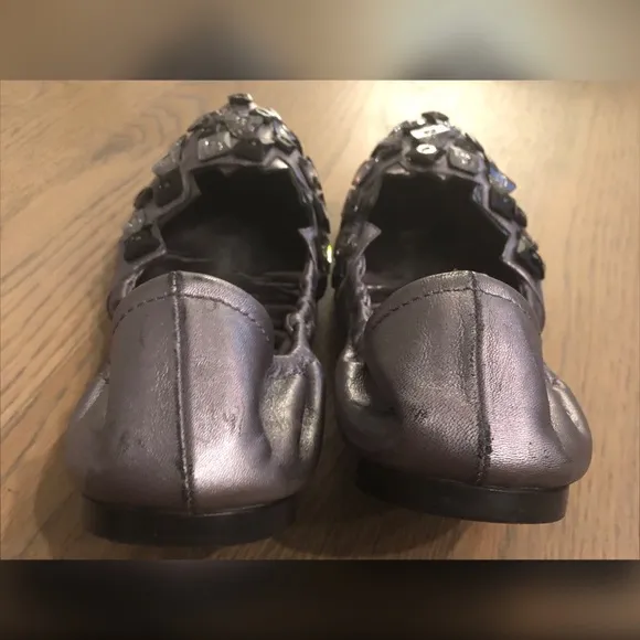 Miu Miu Gray Flats w/ Beaded Decor GUC Size 40