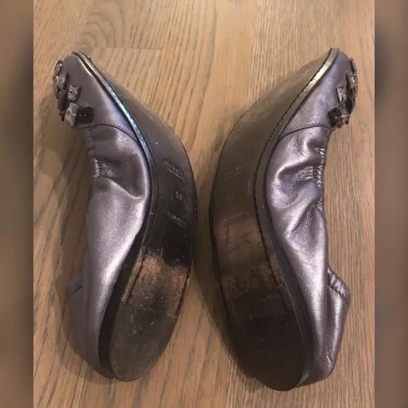 Miu Miu Gray Flats w/ Beaded Decor GUC Size 40