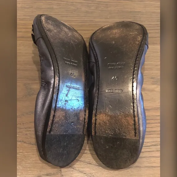 Miu Miu Gray Flats w/ Beaded Decor GUC Size 40