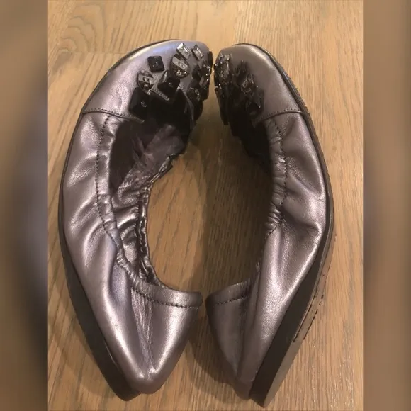 Miu Miu Gray Flats w/ Beaded Decor GUC Size 40
