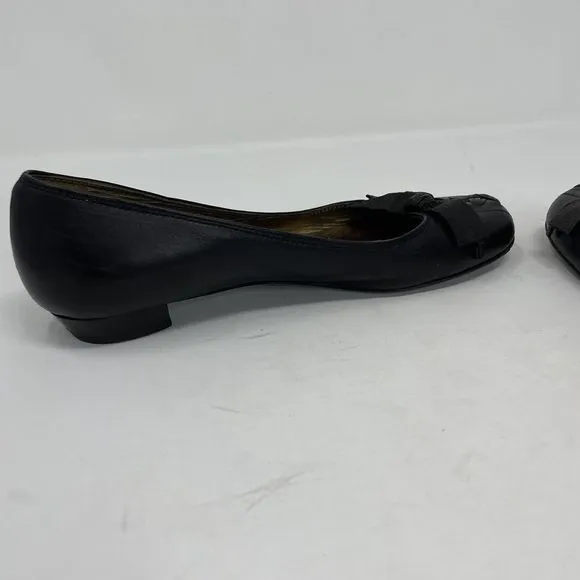 MIU MIU Shoes Womens 37 US 7 Black Low Heel Leather Bow Braid Detail