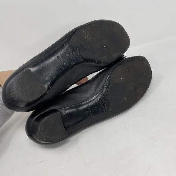 MIU MIU Shoes Womens 37 US 7 Black Low Heel Leather Bow Braid Detail