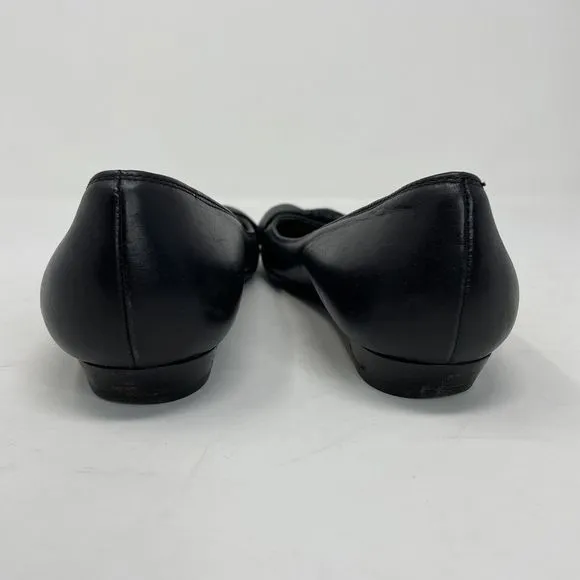 MIU MIU Shoes Womens 37 US 7 Black Low Heel Leather Bow Braid Detail