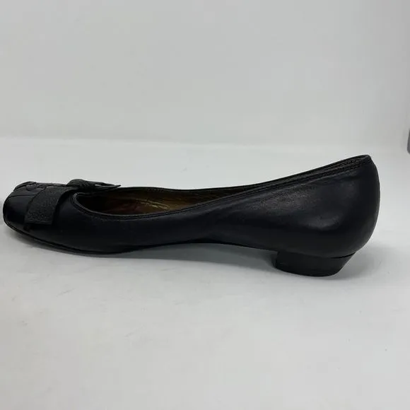MIU MIU Shoes Womens 37 US 7 Black Low Heel Leather Bow Braid Detail