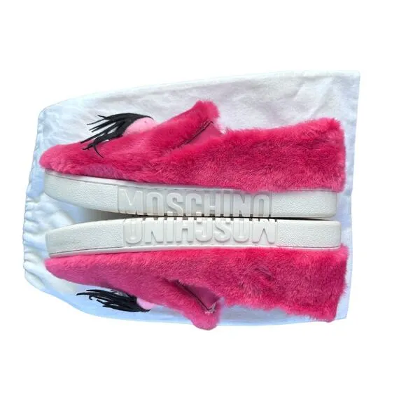 Moschino soft M sneakers faux fur size 37 US 7 twee slip-on made in Italy
