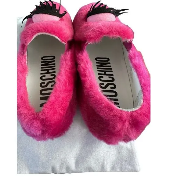 Moschino soft M sneakers faux fur size 37 US 7 twee slip-on made in Italy