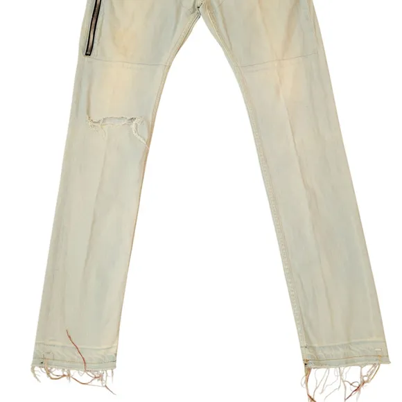 Mr. Completely 2016 Distressed Zipper Jeans Size 33/34 Raw Hem Slim Fit