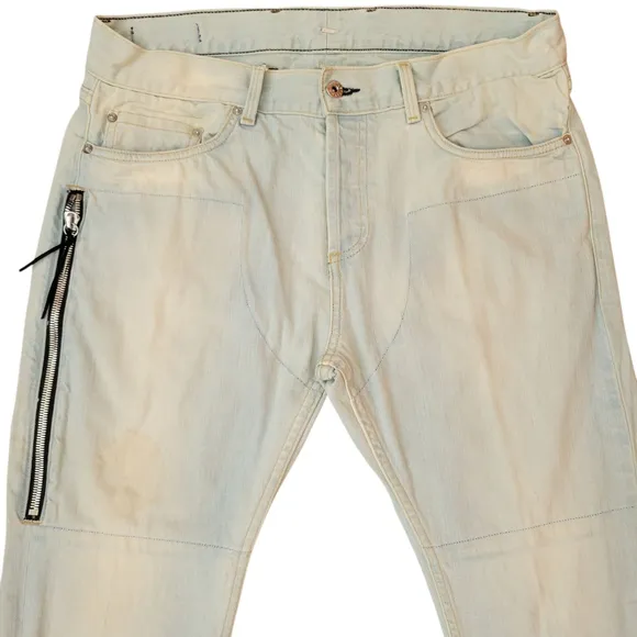 Mr. Completely 2016 Distressed Zipper Jeans Size 33/34 Raw Hem Slim Fit