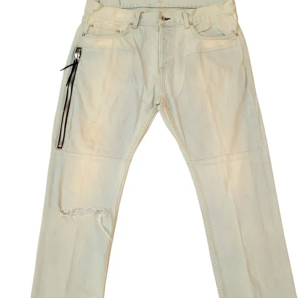 Mr. Completely 2016 Distressed Zipper Jeans Size 33/34 Raw Hem Slim Fit