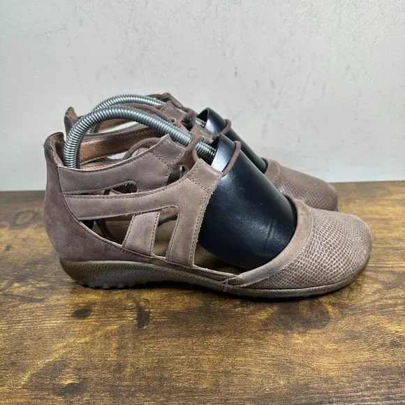 Naot Kata Gladiator Leather Brown‎ Flats Shoes Women's Size 39