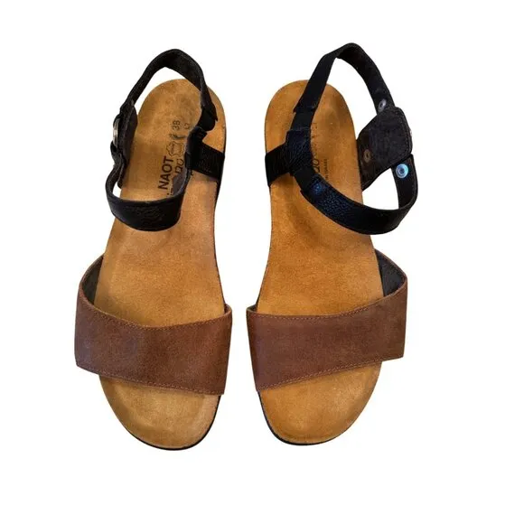 Naot Sabrina Women's Brown Suede Size 7.5 EU 38 Cork Footbed Arch Support NWOB