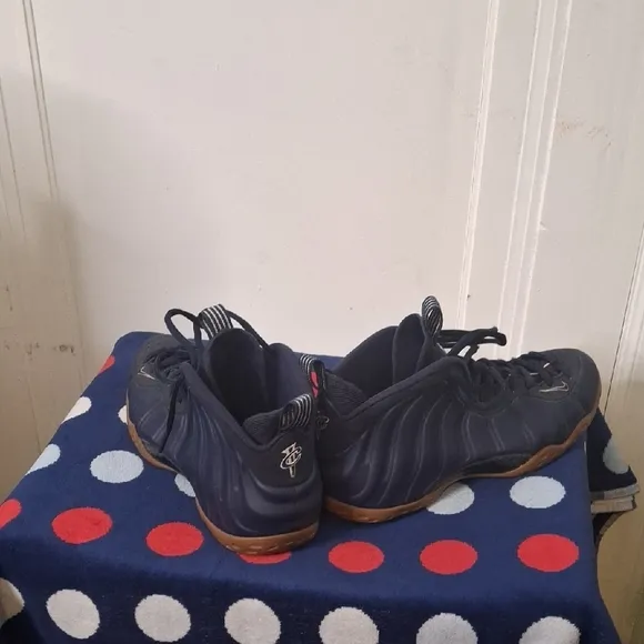 Navy Foamposite Sneakers with Gum Sole