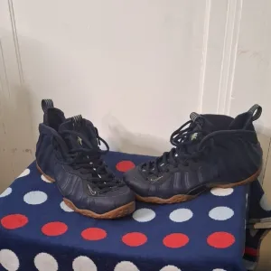 Navy Foamposite Sneakers with Gum Sole