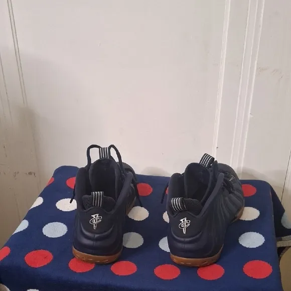 Navy Foamposite Sneakers with Gum Sole