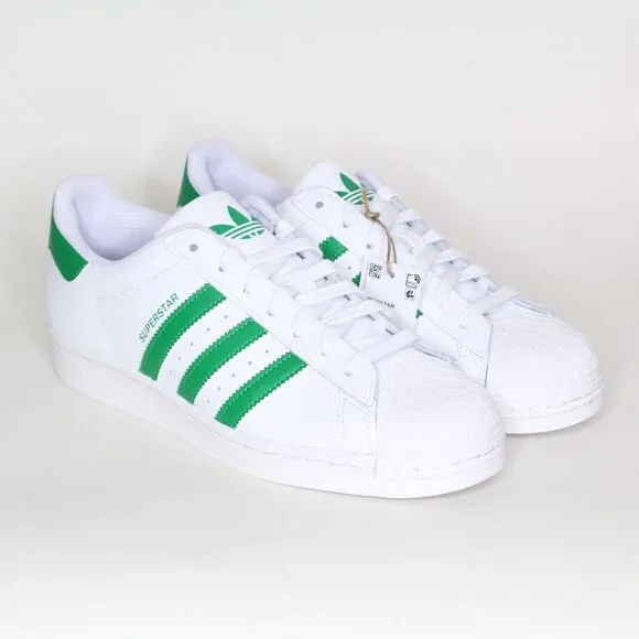 New Adidas Superstar White Green Casual Shoes IE9047 Men's Sneakers Size 9