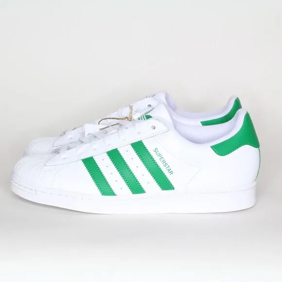 New Adidas Superstar White Green Casual Shoes IE9047 Men's Sneakers Size 9