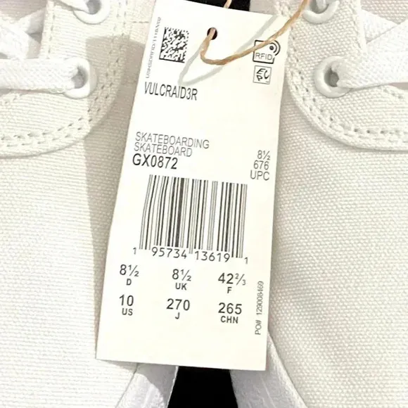 New Adidas Vulc Raid3R Skateboard Sneakers White 3 Stripe Athletic Retro 90s Y2K