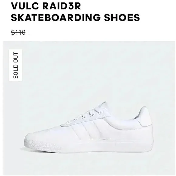 New Adidas Vulc Raid3R Skateboard Sneakers White 3 Stripe Athletic Retro 90s Y2K
