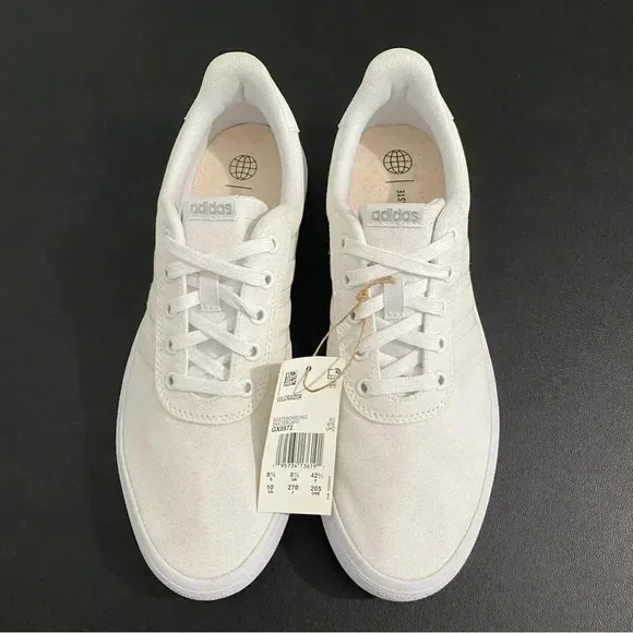 New Adidas Vulc Raid3R Skateboard Sneakers White 3 Stripe Athletic Retro 90s Y2K
