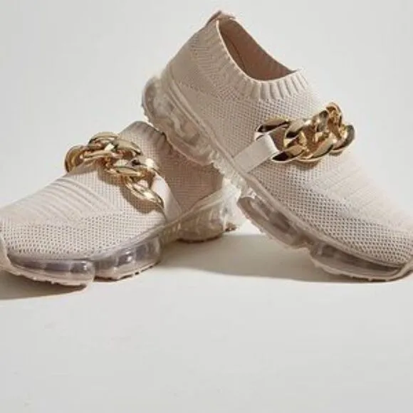NEW Air Cushion Walking  Sneakers With Gold Chain