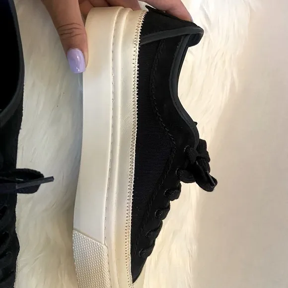 NEW All Saints Milla Low Top Mixed Leather Sneakers Black Size 12