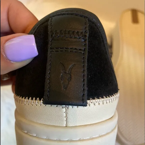 NEW All Saints Milla Low Top Mixed Leather Sneakers Black Size 12