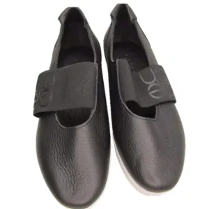 NEW ARCHE Womens Fujako Sneakers Casual Wedge Almond Toe Over-Strap Black Size 6