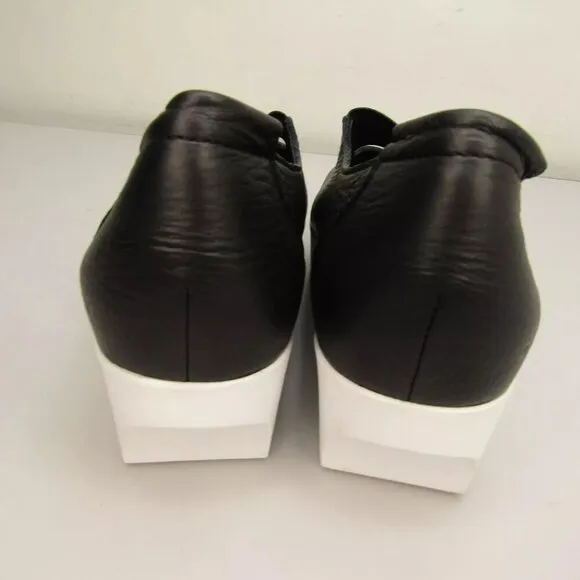 NEW ARCHE Womens Fujako Sneakers Casual Wedge Almond Toe Over-Strap Black Size 6