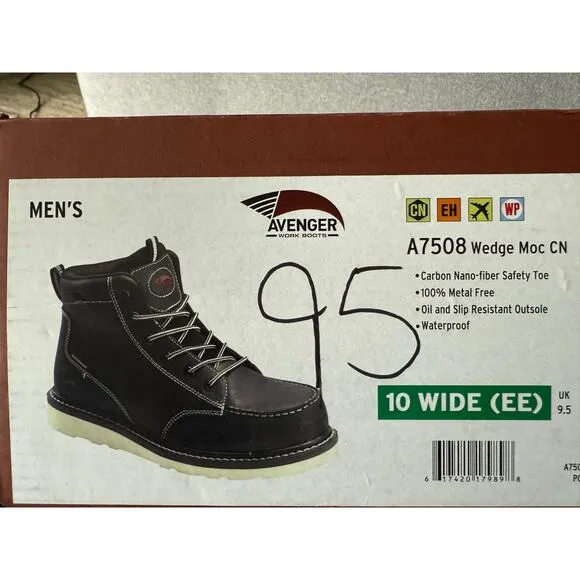 New AVENGER A7508  M10 6&quot; WATERPROOF CARBON-FIBER SAFETY TOE WORK BOOTS