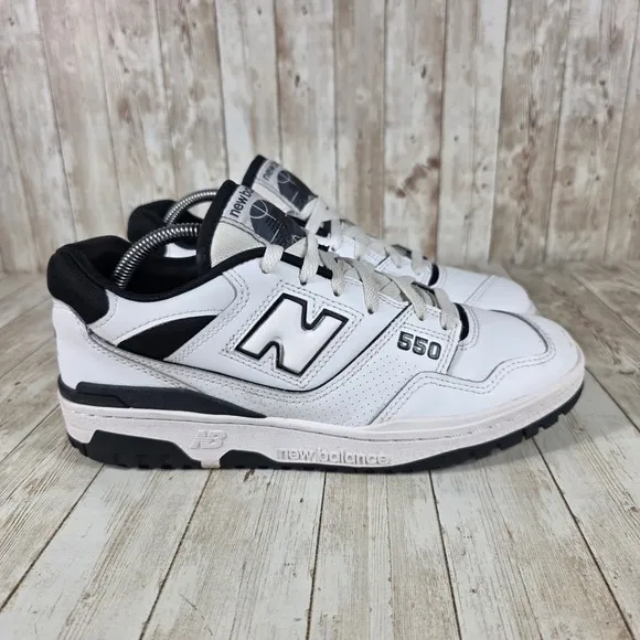 New Balance 550 Sneakers Low Top White Black Casual Shoes BB550HA1 Size 9.5